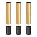 PATIKIL 3 Pcs 4" Tall Candle Covers Sleeves, 3 Pcs Metal E12 Chandelier Socket Sleeves with Insulation Heat Shrinkable Flame Retardant Tube Bulb Light Base Holder for Lamps, Golden