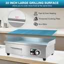 IRONWALLS Commercial Electric Griddle 22”, 3000W Electric Flat Top Griddle Grill Indoor with 122~572℉ Adjustable Temperature Control, Non-stick Stainless Steel Teppanyaki Grill for Restaurant, Hotel