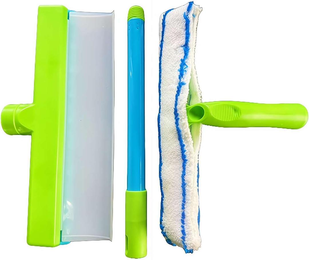 Blade Window Cleaning Squeegee Kit, Professional Silicone Squeegee Window Cleaning Kit, 3 in 1 Recyclable Win-dow Sque-egee Kit for Shower Glass Mirror Door Car (Blue)