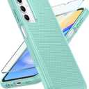 FNTCASE for Samsung Galaxy A15-5G Case: Dual Layer Protective Heavy Duty Cell Phone Cover Shockproof Rugged with Non Slip Textured Back - Military Protection Bumper Tough - 2024, 6.5inch Mint Green