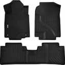 IKON MOTORSPORTS 3D TPE Floor Mats, Compatible with 2012-2016 Honda CR-V LX SE EX Models, All Weather Waterproof Anti-Slip Floor Liners, Front & 2nd Row Full Set Car Interior Accessories, Black