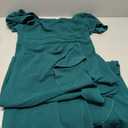 Womens Long Semi Formal Cocktail Dresses Square Neck Split Elegant Evening Party Gowns Ruffle Wedding Guest Dress L