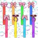 24 Pcs Pink Bow Party Bubble Wands,8 Designs Bubbles Stick Bulk for Daily Activity Use Pink Bow Celebration Birthday Coquette Bridal Baby Shower Bachelorette Party Favors Supplies