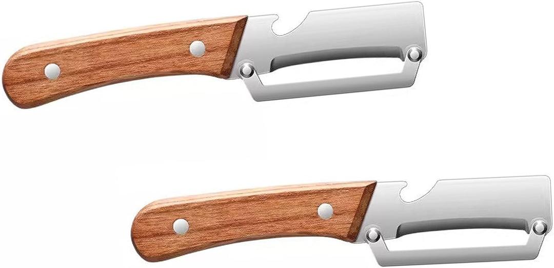 2 x Multifunctional Vegetable Peeler,Zero Flex Peeler with Wooden Handle and Bottle Opener,Stainless Steel Kitchen Tool Suitable for All Kinds Of Vegetables and Fruits(2 PCS)