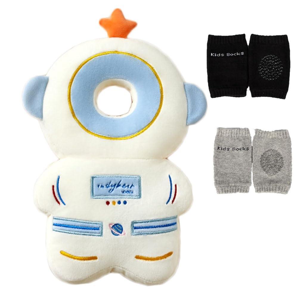 Feidoog Baby Head Protector Cushion Backpack with 2 Knee Pads for Walking & Crawling,Astronauts