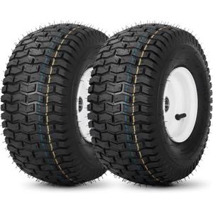 (2 Pack) 15x6.00-6 Tubeless Tire and Wheel, 3" Offset Hub, 3/4" Bearing, 4 Ply, 15x6-6 Lawn Mower Front Tires, Compatible with 100 and 300 Series John Deere Riding Mower, Lawn Tractor and More (15x6.00-6 Tubeless (3" Offset Hub))