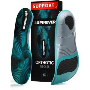 220+ lbs Plantar Fasciitis Insoles  High Arch Support  Strong Arch Orthotic Inserts  Work Boots and Shoes (S,Green)