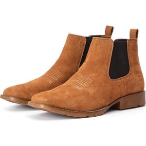 IUV Suede Chelsea Cowboy Boots for Men Western Ankle Boots Casual Dress (Black) SIze: 11