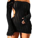 Women's Dress Long Sleeve Hollow Out Dress in Unique Fabric Size M