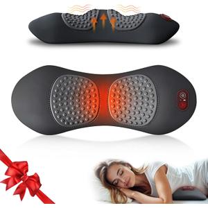 3 in 1 Upadate Rechargeable Electric Lumbar Support Pillow with Adjustable Height for Bed and Chair, Back Massager with Heat, Back Massager for Pain Relief Deep Tissue, Waist Wedge Bolster (Black)