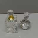 Okuna Outpost Crystal Glass Perfume Bottle Set - Refillable Perfume Bottles for Fragrance & Oils - Boudoir Props - Pack of 2, Transparent Glass, Round