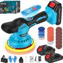 Cordless Car Buffer Polisher Kit, 6-Inch Ultimate Car Polishing Kit with 2x2.0Ah 21V Batteries & 28PCS Attachments, 8-Speed 6000RPM Cordless Buffer Polisher for Car Detailing, Waxer, Scratch Removal