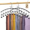 Legging Organizer for Closet 360° Swivel, Metal Yoga Pants Hanger 2 Pack w/10 Clips Holds 20 Leggings, Space Saving Hanger Closet Organizers and Storage, Pants Hangers for Pants, Skirts, Hats (Black)