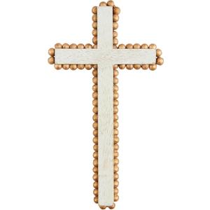 Mud Pie Gold Beaded Cross Sitter, Medium, 9" x 4 1/2"