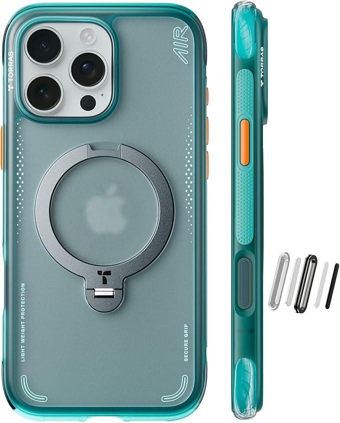 TORRAS Ostand Q3 Air for iPhone 16 Pro Max Case with 360 Magnetic Stand, Fit for MagSafe, Military Grade Drop Tested, Camera Control Button, Shockproof Phone Case for iPhone 16 Pro Max 6.9", Blue