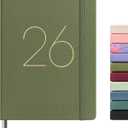 3 x And Per Se 2026 Planner, 15 Months Hardcover Daily, Weekly & Monthly Planner, A5 size, 100GSM Thick Paper, Back Pocket, 5.7" x 8"(Olive Green)