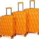 luggage sets 3 piece, 3 piece luggage sets with spinner wheels Hardside Lightweight Luggage 20in 24in 28in. (orange)
