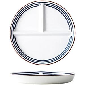 8.5 Inch Divided Plates, Round Portions Control Dinner Plates for Adults and Teens - Classical Ceramics 3 Section Plates Perfect for Balanced Diet, Weight Loss (Color: B)