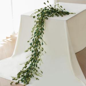 Mizii Fall Garland Artificial Flower Garlands 6 Feet Fake Wildflower Floral Garland Hanging Vines Flowers Decorations for Mantle Table Centerpieces Room Wall Fireplace Wedding Fall Decor (Green)