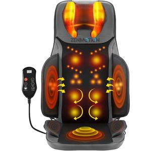 Full Back Massager with Heat-Shiatsu Massage Chair Pad - 12-Point Shiatsu Back Massager for Chair with Height Adjustable Neck Massaging - Home Office Travel Kneading Massage Pads for Chairs