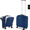 16 Inch Underseat Carry On Luggage with Wheels Softside Small Suitcases Personal Item Bag with Pocket Travel Luggage for Men Women Business Overnight Bag(Blue)