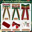 48 Pcs Velvet Christmas Wreath Bow Bulk Christma Velvet Bow Vintage Ribbon Bows Xmas Tree Bows for Christmas Autumn Garland Wedding Decoration 3 Size Width of 3/8'' 5/8'' 1'' (Classic Color)