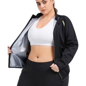 NINGMI Sauna Jackets Women Plus Size Sweat Suit Zipper Sauna Shirt Long Sleeve Body Shaper Gym Exercise Top with 3XL