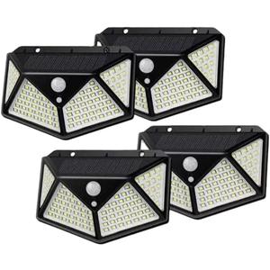 100 LED Solar Lights Outdoor Solar Wall Lamp PIR Motion Sensor Lamp Garden Home Decor Courtyard Waterproof Road Lights (Pack of 4)