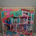 Barbie Dreamhouse, Pool Party Doll House with 75+ Pieces and 3-Story Slide, House Playset, Pet Elevator and Puppy Play Areas