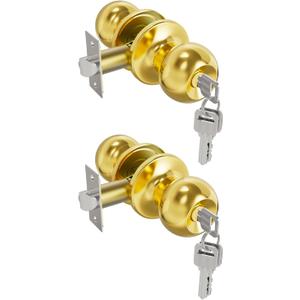 Door Knobs with Lock and Keys, Interior and Exterior Door Lock Standard Ball Door Locks for Bedrooms Bathroom, 8 Packs