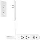 Flat Socket Extension Cord 3 FT Surge Protector Power Strip with 2 AC Outlets 1 USB C and 2 USB A Ports, Multiple Wall Outlet Extender Suitable for Home Dorm Desk Garage Work Travel Apartment (3FT)