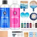 Teexpert Epoxy Resin Kit for Beginners, Resin Kit with Coaster Molds, Silicone Molds Kit, Pigments, Crystal Clear Art Resin, Casting & Coating for DIY Coasters 16 FL.OZ