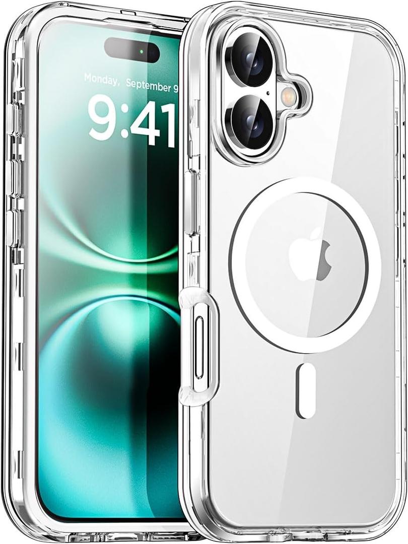 AICase for iPhone 16 Plus Case Clear[Compatible with MagSafe] Heavy Duty Drop Protection Full Body Rugged Shockproof/Dust Proof 3-Layer Military Protective Tough Durable Cover for iPhone 16 Plus 6.7"