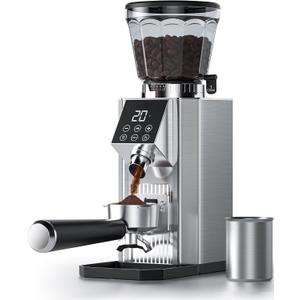 COFIBREWS Burr Coffee Bean Grinder for Home Use with 45 Precise Grinding Settings, Espresso Grinder with Height Adjustable Funnel Stand, LED Touch Panel, Anti-static Design, Micro Switch User Friendly