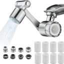 YYKBZ Water Filter For Sink Faucet Extender,1080 Swivel Aerator,2 Modes Spray Sink Water Filter,Brass Faucet Mount Purifier System For Kitchen/Bathroom/Toddlers,Multiple Adapters With 9pcs Filters