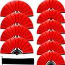13inch Large Rave Fan Popping Clacking Fans for Line Dancing,Hand Fans for Women Foldable,Boots on The Ground Fan,Portable for Outdoor,Wedding,Party,Decoration (10pcs red)