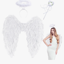 Angel Wings and Halo, Angel Costume for Woman Girls Kids Teens Angel Accessories for Halloween Party Cosplay
