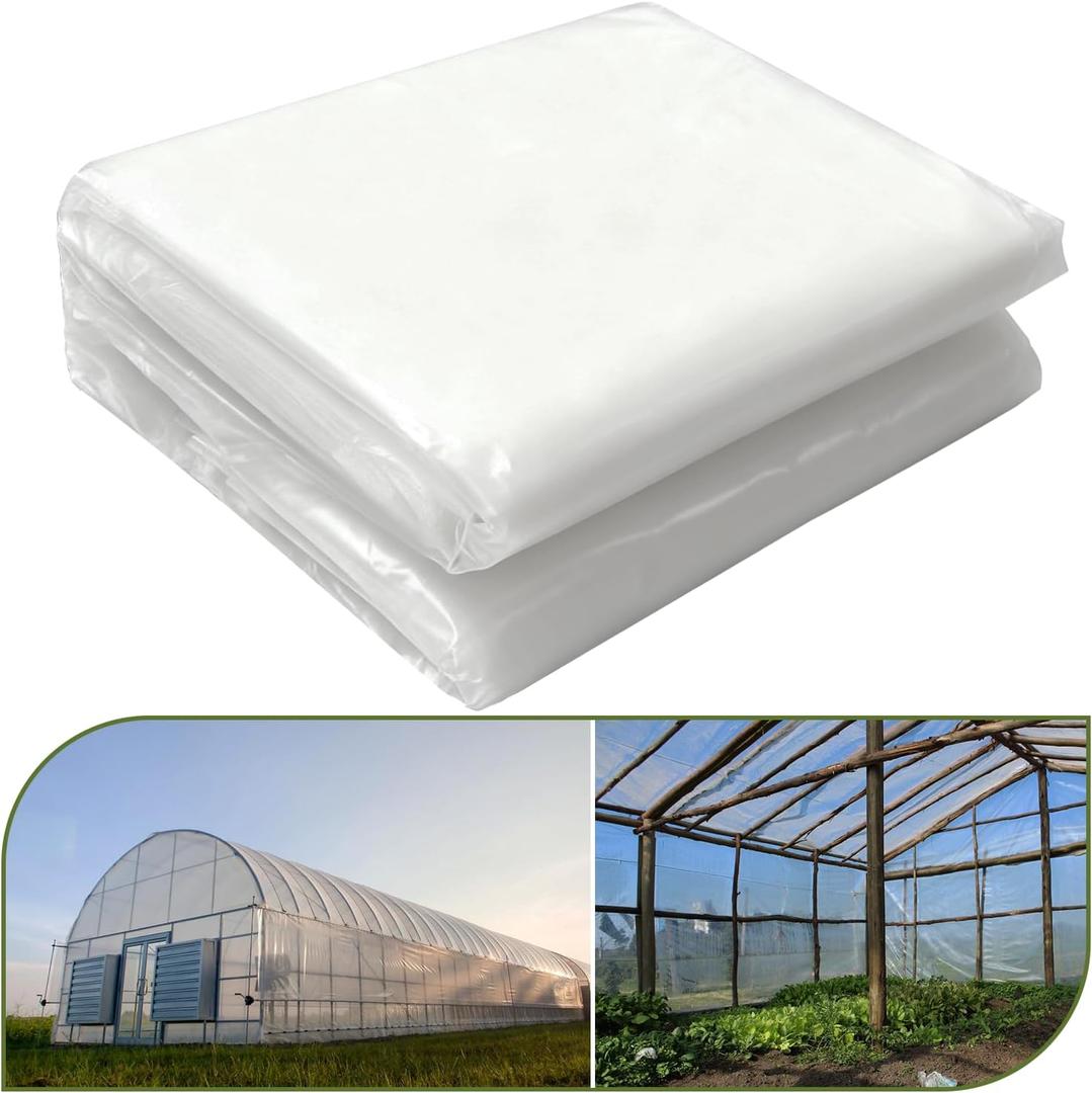 6 mil Greenhouse Plastic Sheeting, Clear Greenhouse Film, UV Resistant Thickened Plastic Sheeting Heavy Duty, Polyethylene Green House Plastic Cover(20 x 25ft)