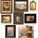 Vintage Picture Frames for Gallery Wall Frame Set, 7 Pcs Assorted Ornate Antique Photo Frames with High Definition Glass or acrylic, Resin Baroque Decor for Tabletop & Wall Display (Included Art Prints), 15.8 x 11.8 inches