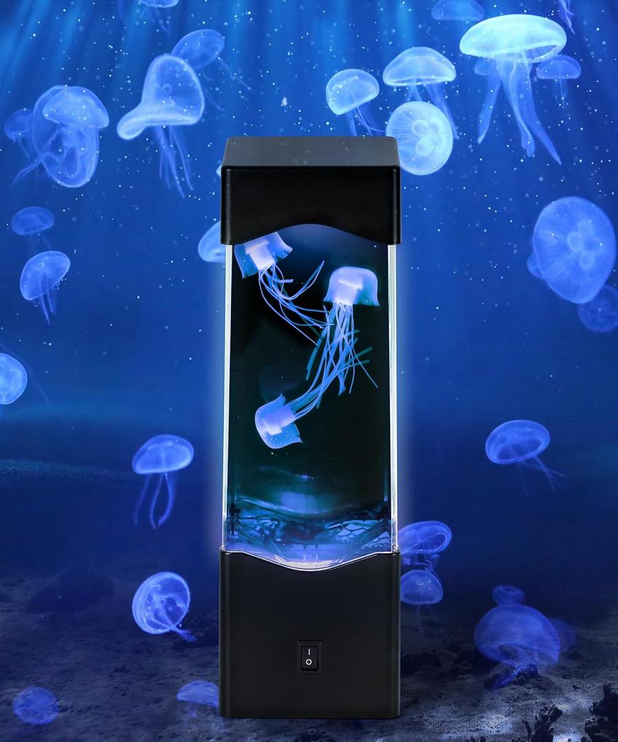 Jellyfish Lamp Mesmerizing Lava Lamp, Multi-Color Jelly Fish Light, Ideal Gifts for Kids and Adults, Jellyfish Night Light for Home (Medium, Black)