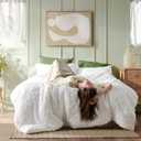 Bedsure Full Comforter Set - White Comforter, Boho Tufted Distressed Vintage Bedding for Kids, 3 Pieces Farmhouse-Style Bed Set for All Seasons, Fluffy Soft Bedding with 2 Pillow Shams
