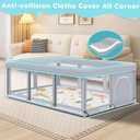 Fshibila 74" 50" Large Baby Playpen, Baby Playard for Babies and Toddlers, Play Pens for Indoor & Outdoor, Sturdy Safety Play Yard with Soft Breathable Mesh, Anti-Fall, Grey (with MAT)