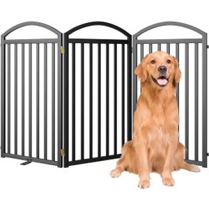 SNUOWU 3 Panels Full Matel Freestanding Dog Gates, 72" Extra Wide 36" Tall Free Standing Dog Pet Gate for Indoor & Outdoor. Foldable Pet Fences for Doorways, House, Stairs, Porch, Deck, Yard, 3 Panels72"W*36H"