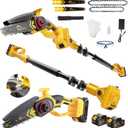 Cordless Pole Saw 3-in-1 with 6&8 Inch Mini Chainsaw, Battery Powered Electric Pole Saw for Tree Trimming with 24.0Ah Battery, Lightweight, Up to 14 FT Extendable Pole Saw for Home & Garden & DIY