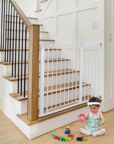 Amazon.com: COMOMY 36" Extra Tall Baby Gate for Stairs Doorways, Fits Openings 29.5" to 40.6" Wide, Auto Close Sturdy Safety Dog Gate for House, Pressure Mounted Easy Walk Through Pet Gate with Door, White : Baby
