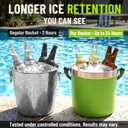 256 oz / 7L Insulated Ice Bucket with Lid and Handle, Stainless Steel Beverage Bucket for Beer, Wine & Champagne, Double Wall Vacuum Cooler for Parties, Patio & Outdoor Entertaining