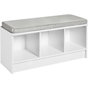 ClosetMaid 1631 Cubeicals 3-Cube Storage Bench, White with Gray Cushion