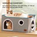 Bedsure Large Cat Beds for Indoor Cats - Extra Wide Cat Cube House for Small Pet with Fluffy Ball Hanging and Scratch Pad, Foldable Pet Cave Hideaway for Multiple Cats, 23.6x16.9x13 inches, Grey
