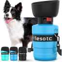 Lesotc Dog Water Bottle, Portable Water Dispenser with Bowl, Leak Proof Pet Travel Squeeze Bottle, Puppy Essentials Dog Stuff Accessories for Outdoor Walking, Hiking, Camping, Blue