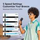 JISULIFE Handheld Fan Life7 Ultimate Flexibility: Wide & Strong Airflow, 19.5H Max Cooling, 5000mAh Rechargeable, 5-Speed, LED Display, 3 IN 1 Portable Fan for Travel, Concerts, Sports Events(Black)